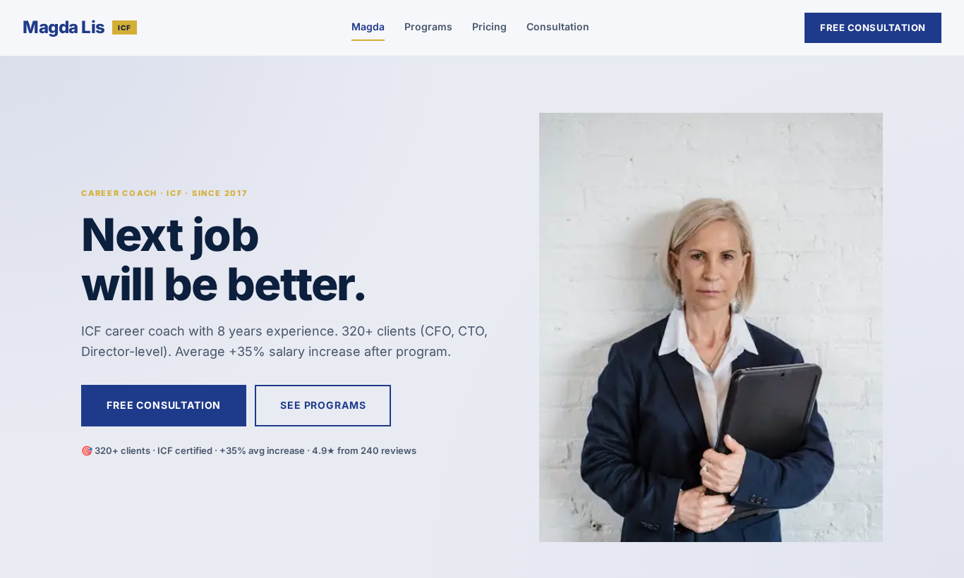 Career coach - multi-page website with booking system