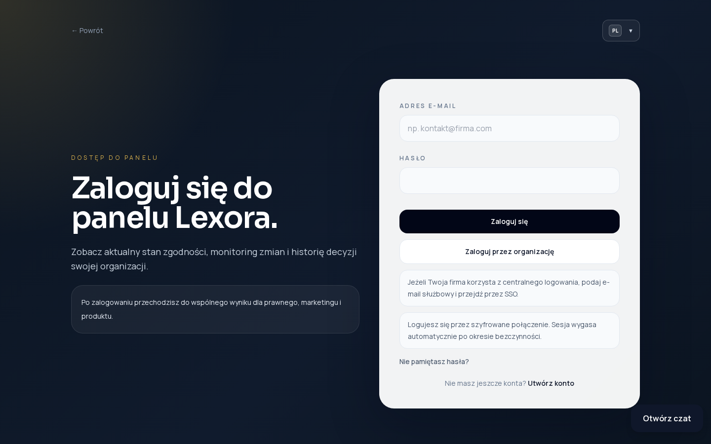 Lexora — Dashboard / panel klienta